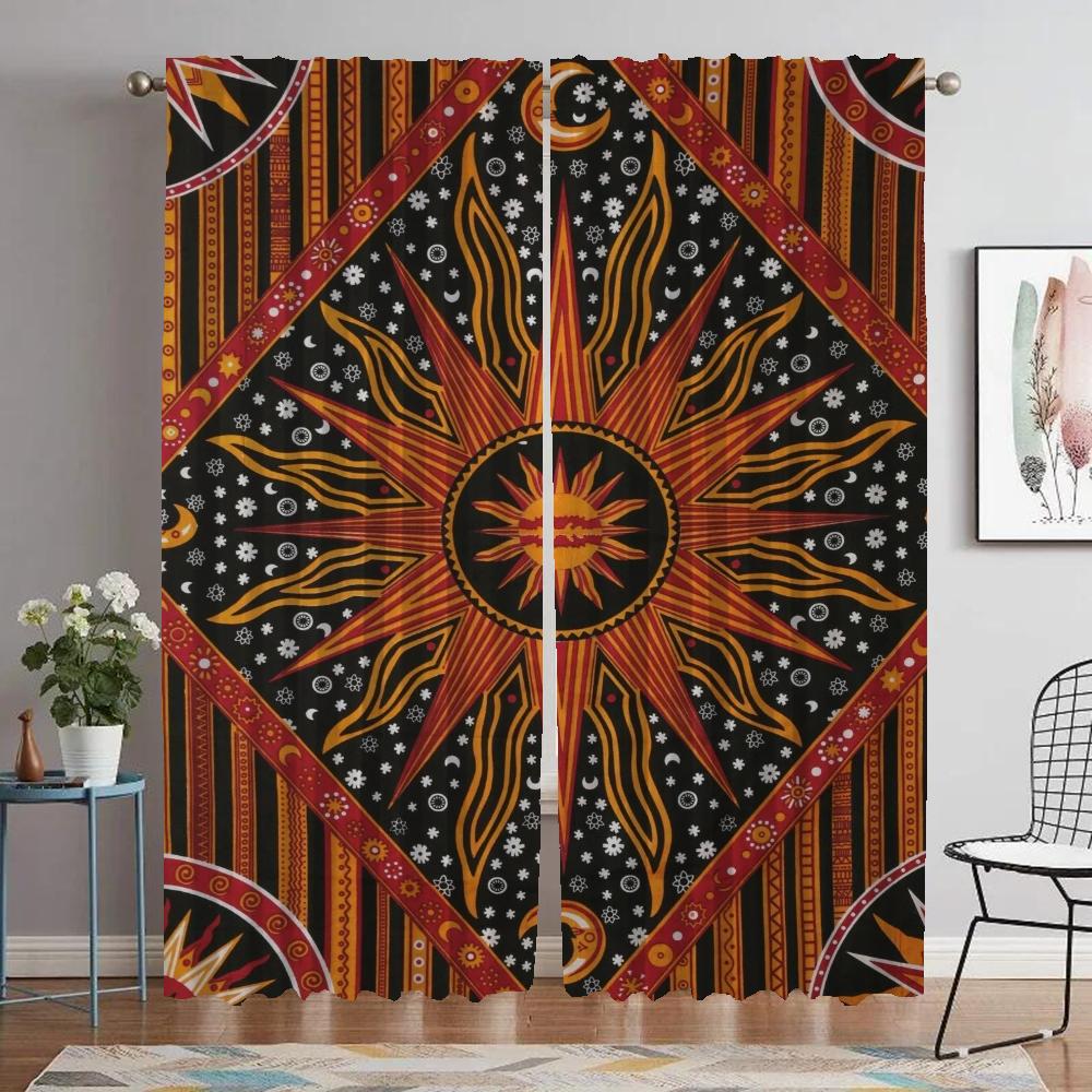 Шторы для кухни в стиле Богемия для перегородки камеры, современные шторы для гостиной, 2 шт., украшения на Хэллоуин, оконные шторы, абажуры