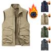 Мужской зимний флисовый жилет карго, уличная куртка без рукавов с несколькими карманами, теплый плотный рабочий жилет