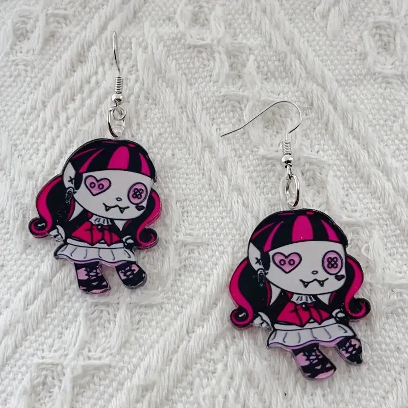 European and American new cartoon animation character earrings acrylic gothic bohemian style vampire earrings