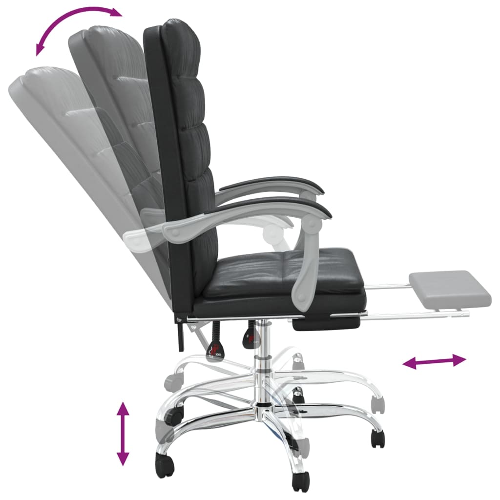 Office Chair with Reclining Function Black Faux Leather