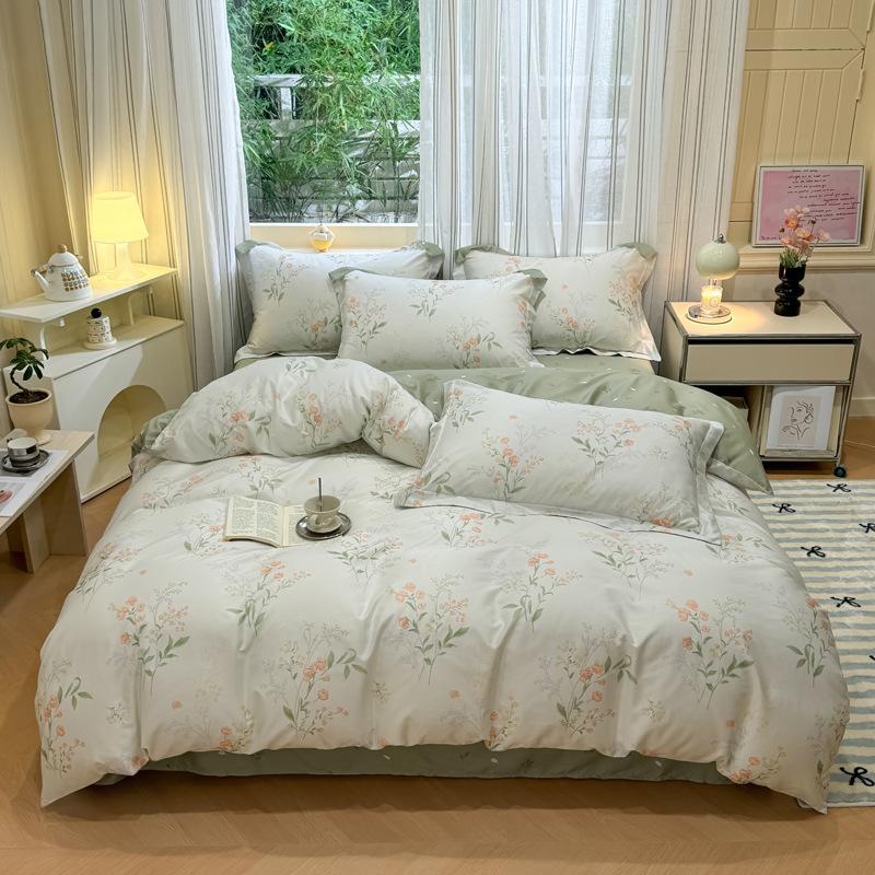 Комплект из четырех предметов, пододеяльник из чистого хлопка, простыня из хлопка, комплект из трех предметов для односпальной кровати в общежитии