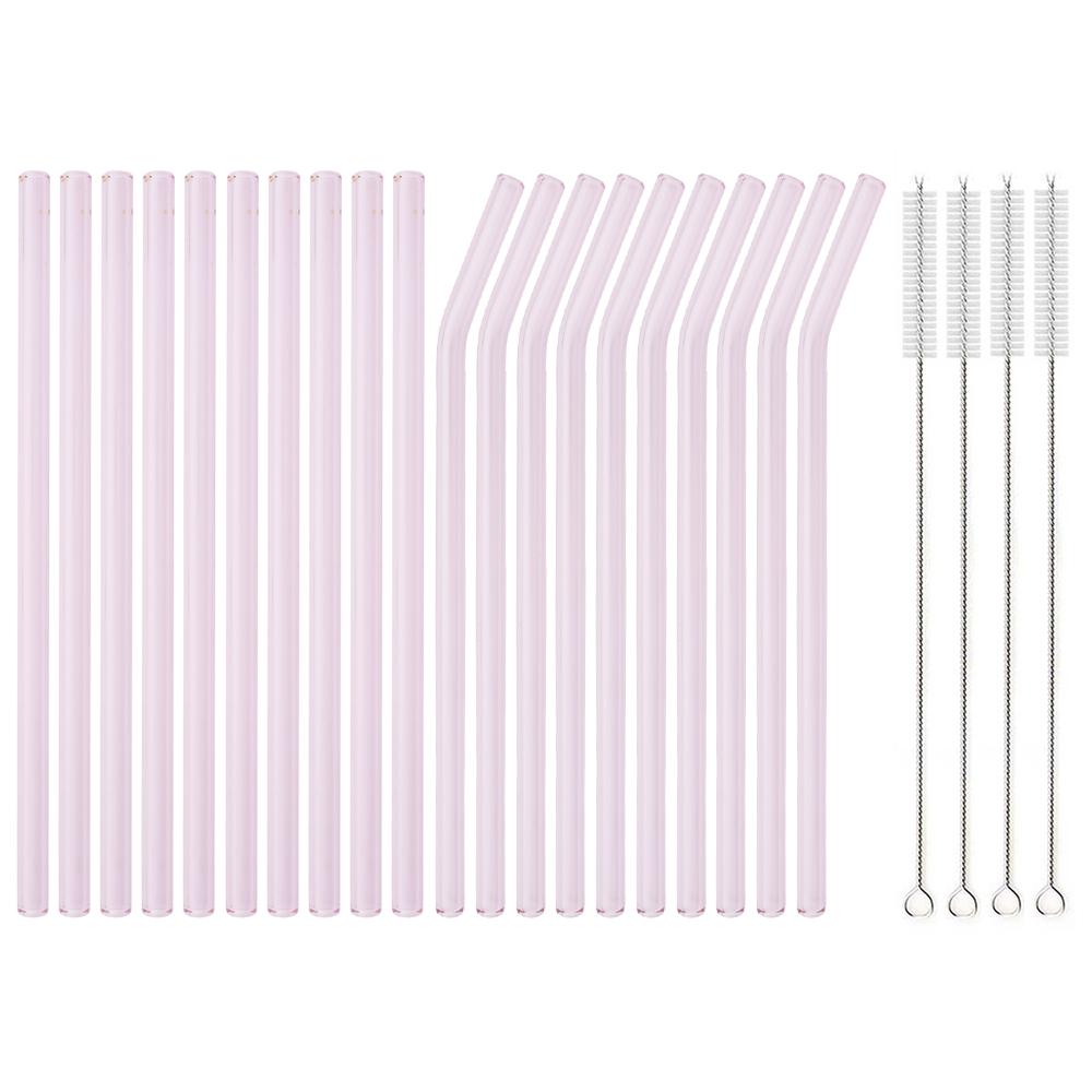 20Pcs Colorful Glass Straws Reusable for Outdoor Picnic Camping Smoothies Shakes Tea Juice Cocktails with 4Pcs Clean Brush 5