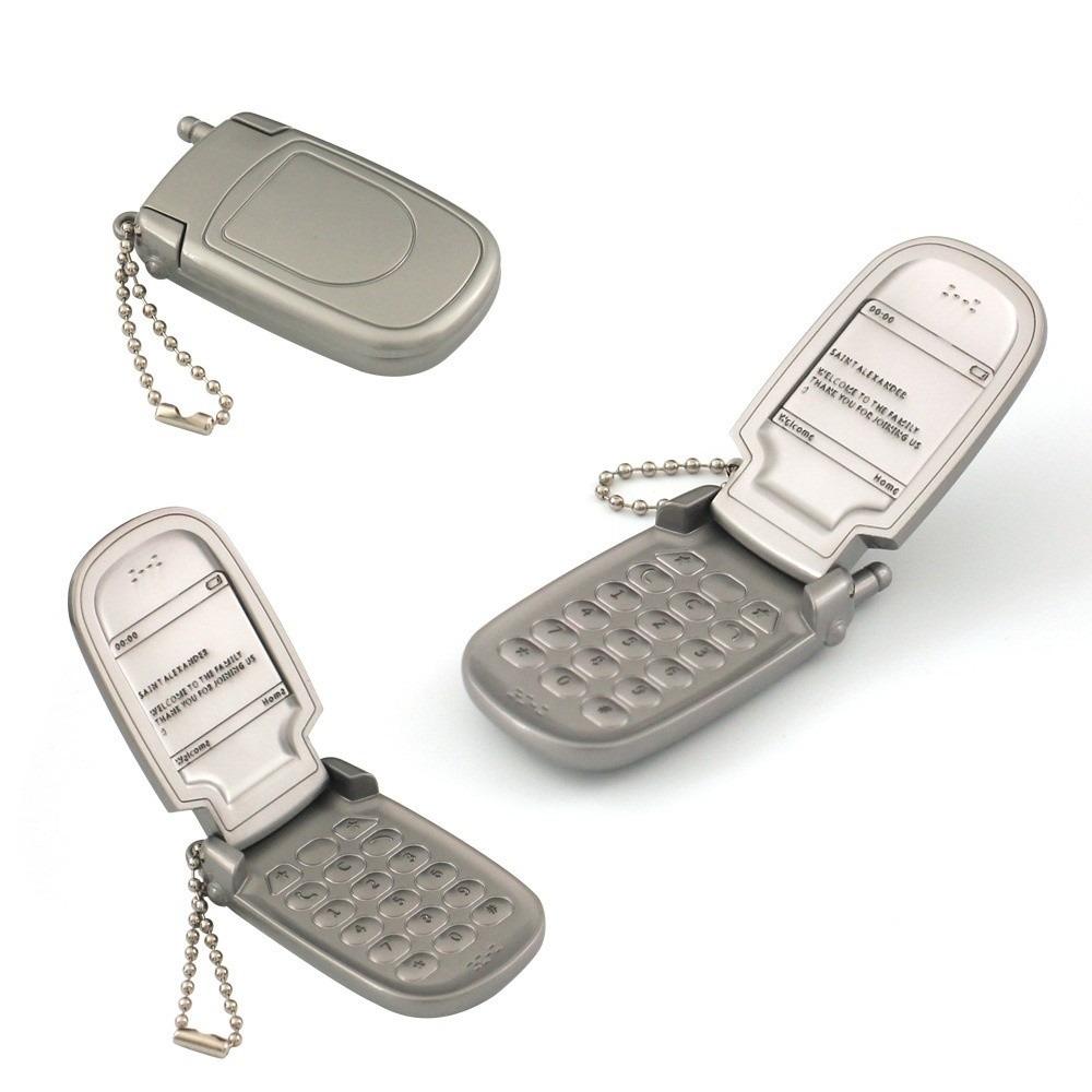 Zinc Zinc Alloy Mini Phone Model Pendant Retro Foldable Phone Shape Key Ring  Backpack Accessories