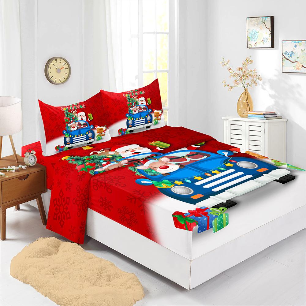 Popular Christmas Mattress Four-Piece Children'S Bedding Digital Printing Mattress Protective Cover