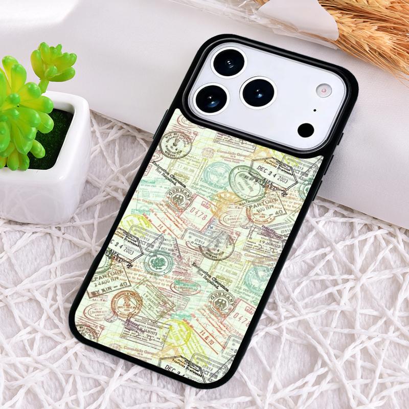 Ретро Открытка Штампы Паспорта Ударопрочный Чехол для Телефона для iPhone 17 Air 16e 15 11 12 14 13 Pro Max Чехол Coque