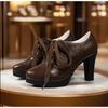 Модные женские ботильоны на платформе с острым носком, на высоком каблуке, сексуальные кожаные туфли, женский тренд 2025, зимняя дизайнерская мода