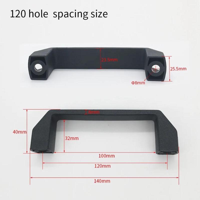 Surface Mounted Black Nylon Handle for Cabinet Door Thickened Small Size Industrial Machine Enclosure Sturdy Easy Install Grip