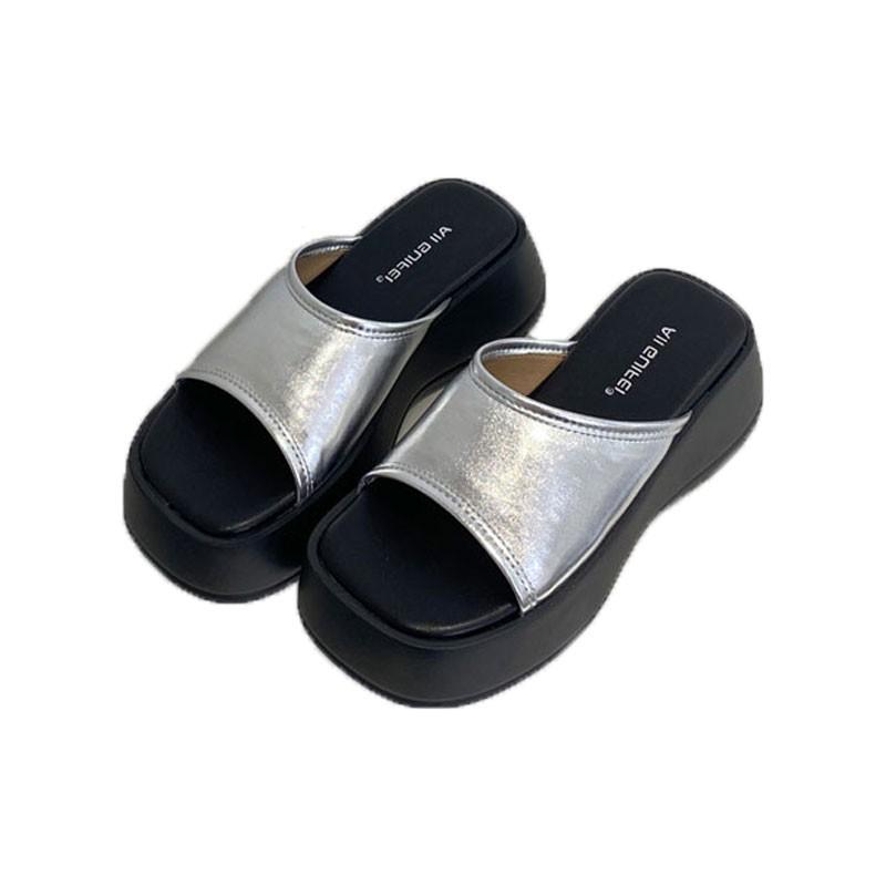 Женские тапочки, летние туфли на толстой подошве, женские пляжные сандалии на платформе с открытым носком, повседневные удобные шлепанцы, дизайнерские шлепанцы