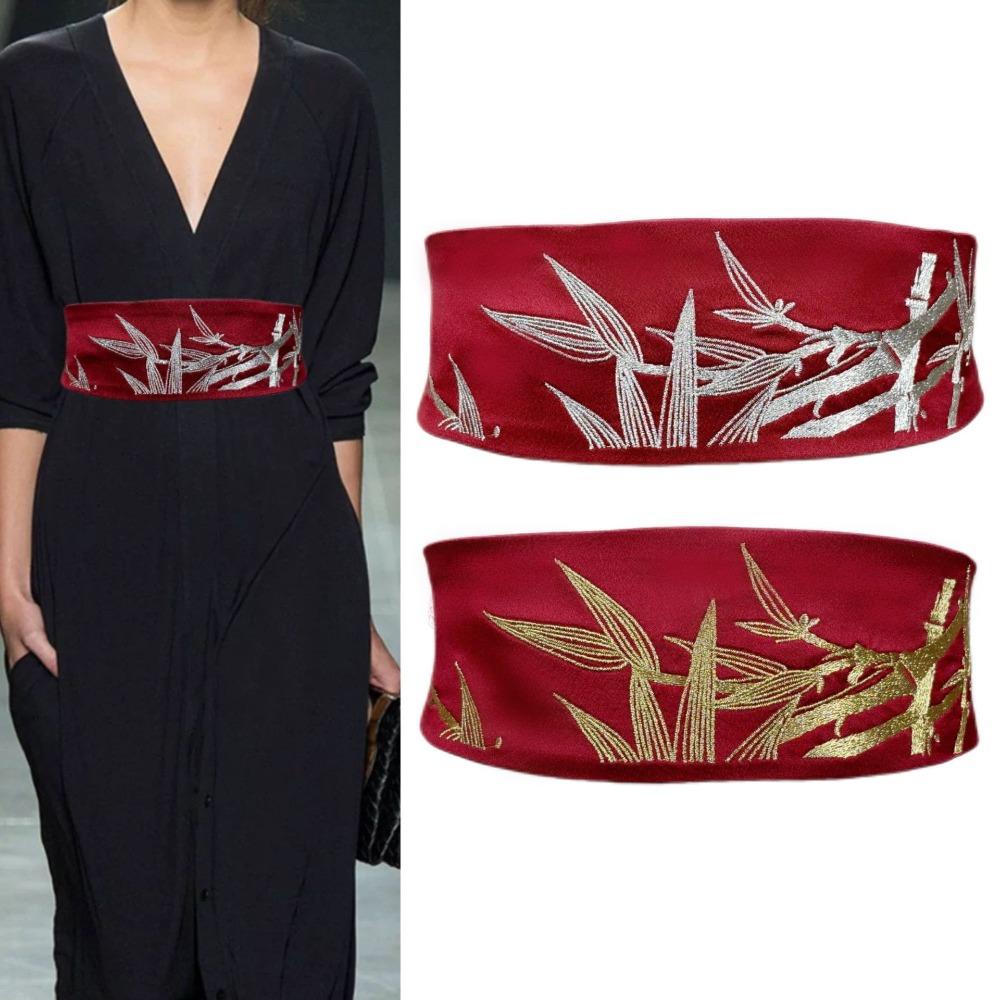 Регулируемый пояс для украшения ханьфу, ретро бамбуковый вышитый пояс, украшение для платья-корсета