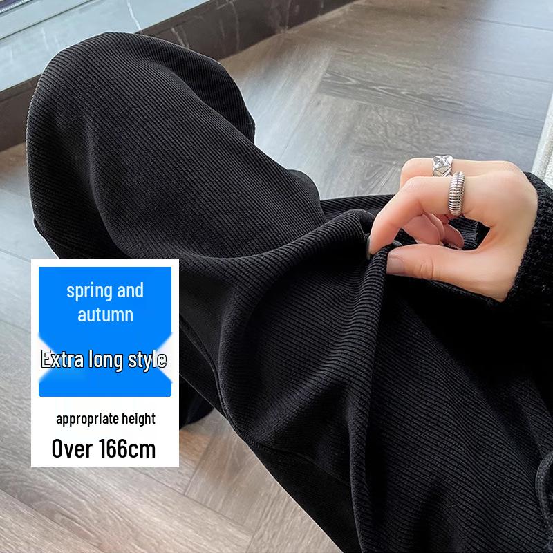 Большой размер 200 цзинь Шениль Широкие брюки с высокой талией, стройнящие, свободные, повседневные для женщин - Весна и Осень