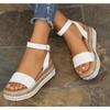 Fashion Summer Plus Size 43 Casual Ladies Wedge Heels Sandals Non Slip Platform Sandalias White Ankle Strap Sandals for Women Zapatos