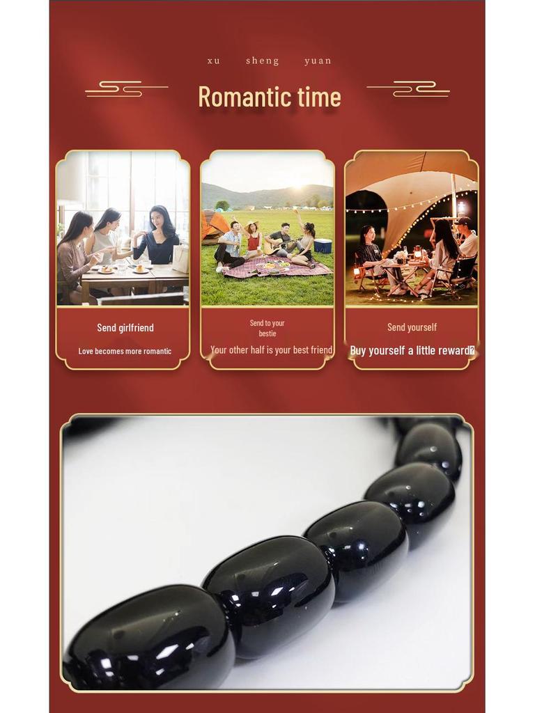 Древний браслет-ожерелье из бусин-бочонков из черного агата, аксессуары для DIY-украшений