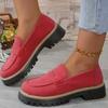 Women Solid Color Platform Loafers Shoes Woman Autumn British Style Flats Comfortable Thick Heel Slip On Shoes Zapatillas Mujer