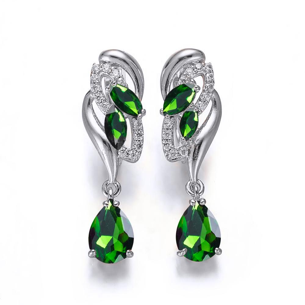 Серьги-капельки серебряного цвета с огранкой «капля воды», синий, белый, красный камень, серьги-капли с разноцветным камнем огранки «маркиза», серьги-кольца, предложение на годовщину, подарок