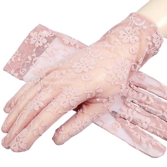 Women Sheer Lace Gloves Vintage Floral Wrist Gloves Fingerless Bridal Gloves for Derby Tea Party Opera Evening Prom Cosplay