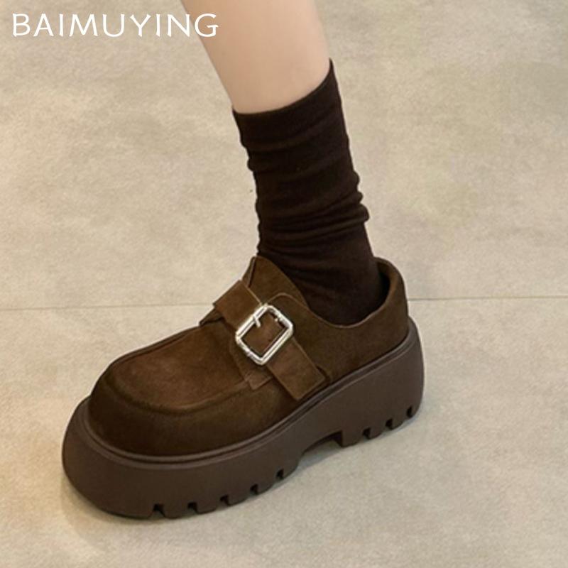 Туфли Мэри Джейн на толстой платформе из замши, дизайнерские туфли на среднем каблуке с пряжкой, тренд 2025 года, модные зимние туфли-лодочки, платье, женские туфли