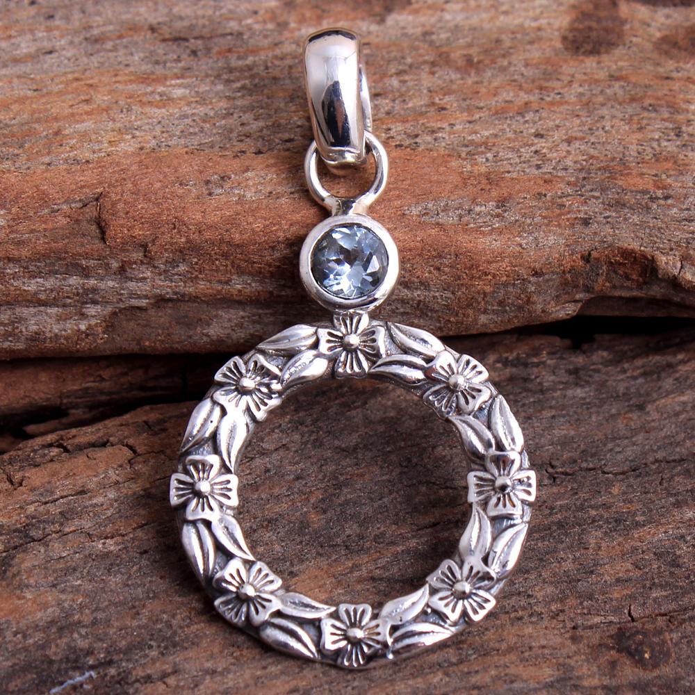 Подвеска ручной работы с синим топазом, перидотом, аметистом, ларимаром, цитрином, 100% стерлингового серебра 925 пробы, ювелирные украшения