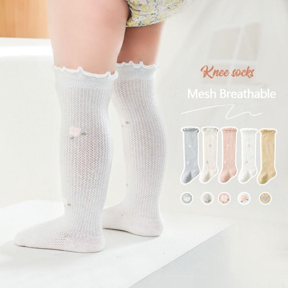 Summer Ruffle Knee Socks Solid Color Baby Socks Fashion Long Stockings  Newborn Baby