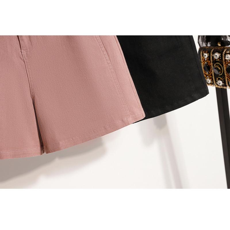 DIMANAF Plus Size 2025 Женские шорты, брюки, летние эластичные однотонные свободные джинсы-шаровары, короткие базовые брюки с высокой талией