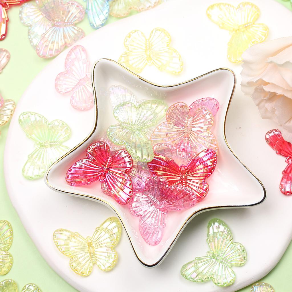 Изготовление браслета из бусин-бабочек ручной работы для ожерелья, материал ручной работы, модные 100 шт., модные ювелирные аксессуары, лазерные красочные