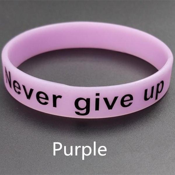 1 шт., браслет Never Give Up для мужчин и женщин, силиконовый браслет, светящийся в темноте резиновый ремешок, светящийся мотивационный спортивный браслет, браслет, аксессуары