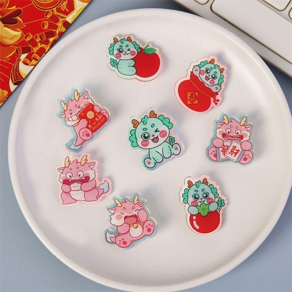 Green Dragon Cartoon Dragon Brooch Flying Dragon Year Badge Pins Laser Acrylic Brooch Badge Gift