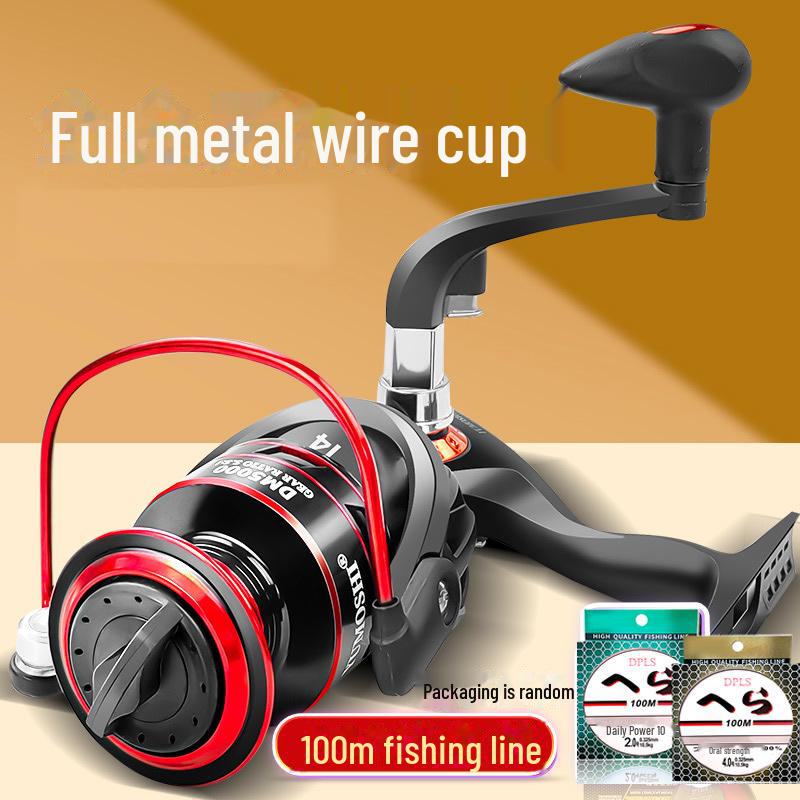 Металлическое прялочное колесо 6000 для дальнего заброса удилищ морской рыбалки, прочное скальное колесо с леской, подходит для субспиннинга.