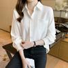 White Shirt Women's Spring Retro Western-style Design Niche Top Simple Temperament Slimming Long Sleeved Shirt