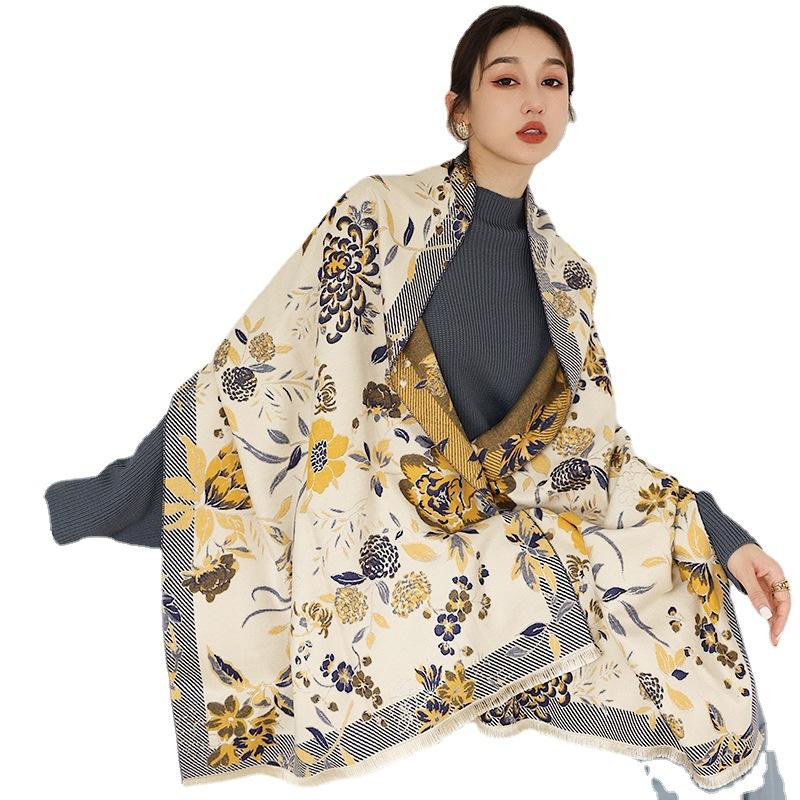 New Style Stylish Printed Air-conditioned Room Shawl Scarf Office Warm Nap Blanket Autumn and Winter Warm Scarf