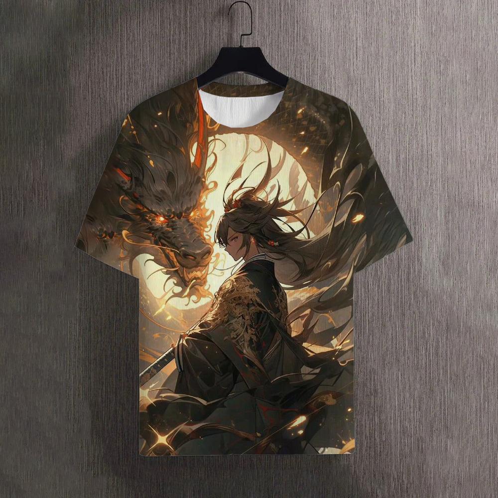 Мужские футболки Летние футболки с рисунком дракона и принтом 3D Красивые женские футболки для улицы Футболка большого размера для мужчин
