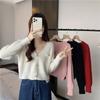 Knitted Cardigan Jacket for Women Spring and Autumn Casual V-neck Solid Long Sleeve Short Sweater Cardigan Female Top