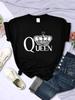 Женские футболки QueenS с принтом большой короны, дышащие летние, с коротким рукавом, уличные, хип-хоп, одежда, с круглым вырезом, повседневные женские топы