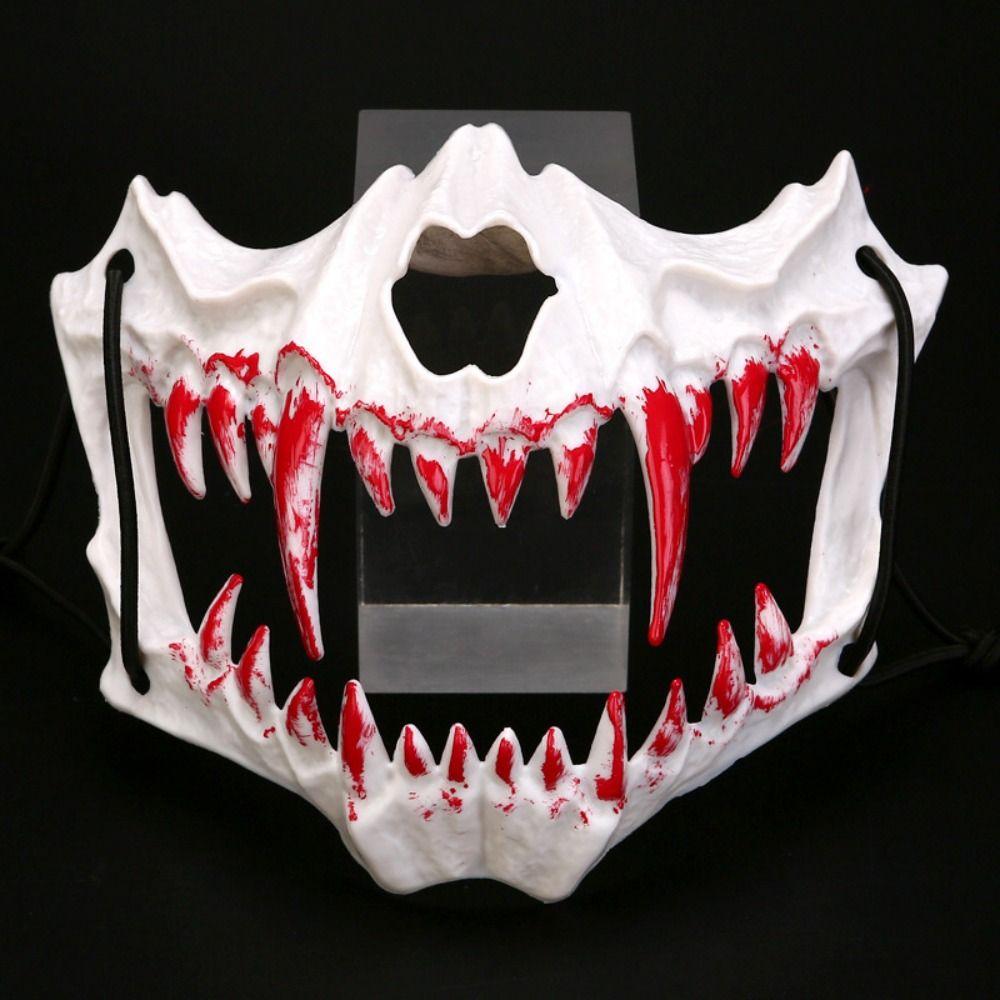 Resin Long Teeth Mask Half Mask Bloody Skull Mask Nightclub Cosplay