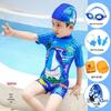 Korean Style Boys' Cartoon Quick-Dry One-Piece Swimsuit with Sunscreen