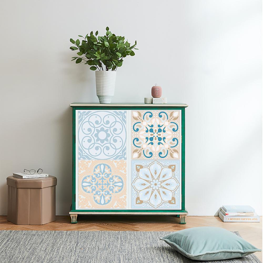 20pcs European Style Tiles Wall Sticker Kitchen Backsplash Wardrobe Bathroom Renovation Peel & Stick Waterproof Art Wall Decals