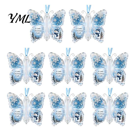 Christmas Party Supplies Butterfly Cash Gift Ornament, Money Holder Hanging Decor with Gifts for Family Friends Festive Print, Acrylic Tree
