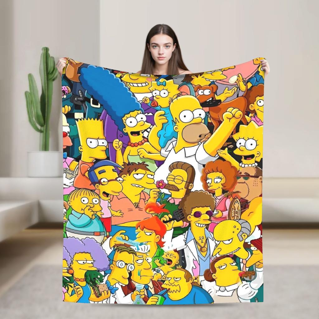 The Simpsons Cartoon Blanket Warm Novelty Plush Throw Blanket For Outdoor Decorative Flannel Bedspread Bed Cover