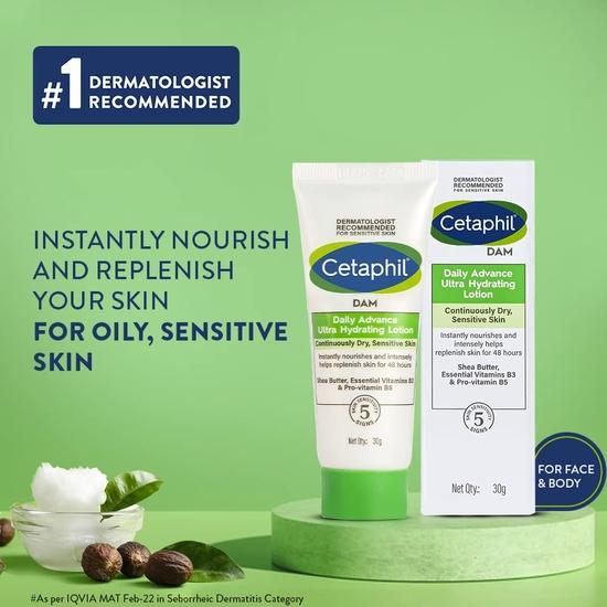 Cetaphil DAM Daily Advance Ультраувлажняющий лосьон для сухой, чувствительной кожи, масло ши | Нежирный, без отдушек | Без парабенов, без сульфатов (Упаковка из 2 шт.)