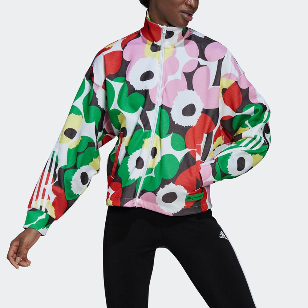 adidas X Marimekko Collaboration Mmk Tracktop Floral Print Striped Sports Jacket Loose Fit Women Jacket H67088