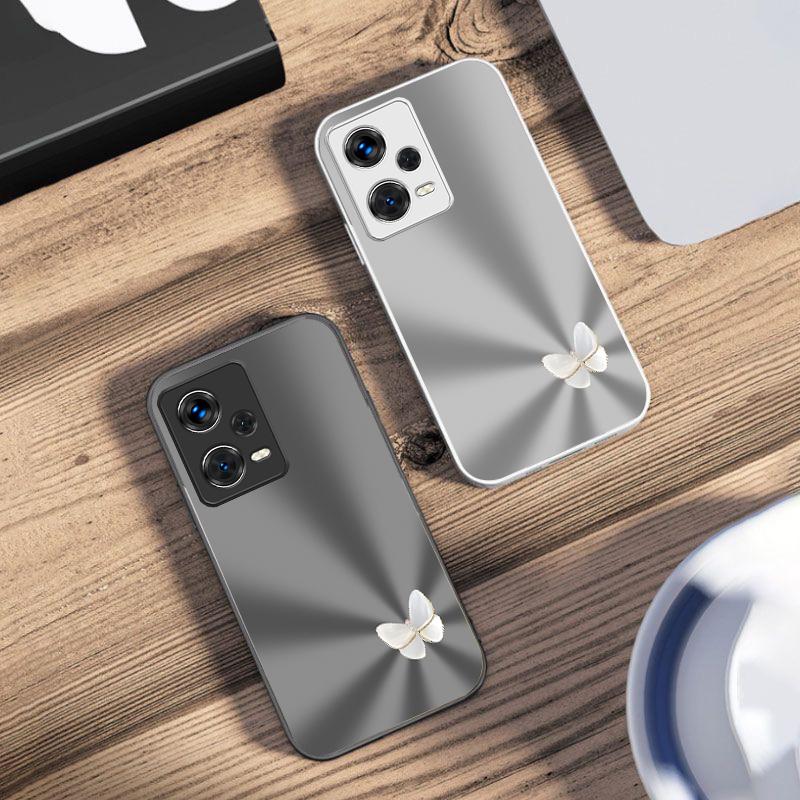 Градиентный Синий Бабочка Для Xiaomi 14 Ultra 13 Lite Redmi Note 13 11 Pro 12 Plus Poco X6 3 Pro F4 6 GT Закаленное Стекло Чехол Для Телефона