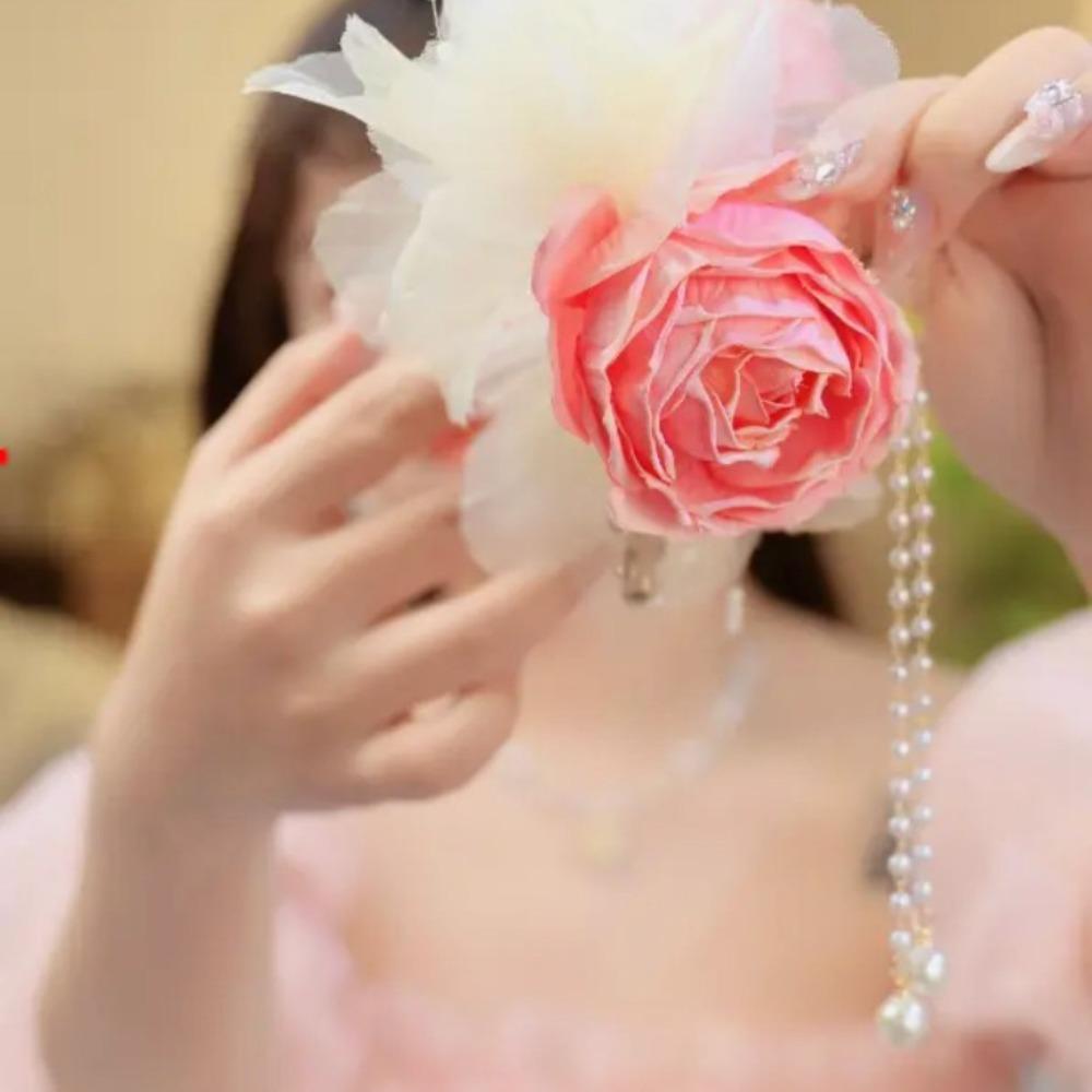 Заколка-краб для волос с цветочным жемчугом, кисточкой, элегантные заколки для волос с крабами, аксессуары для волос