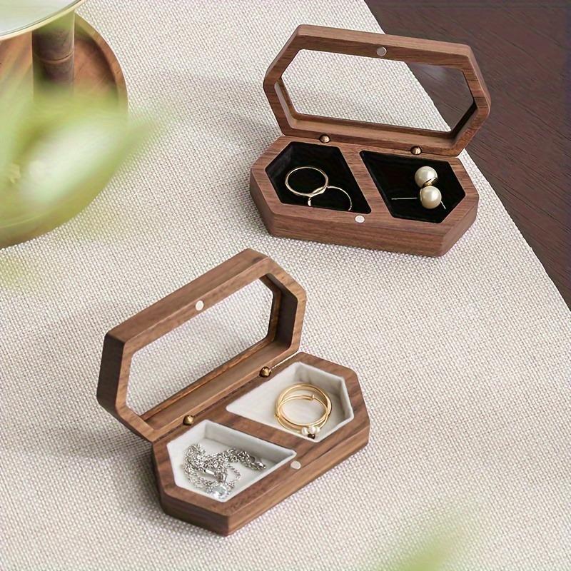 1 шт. Деревянная шкатулка для украшений, Винтажная коробка для демонстрации колец, Коробка для хранения обручальных колец, Коробка для хранения серег и ожерелий, Маленькая шкатулка для украшений