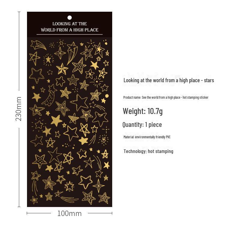 World View Горячее тиснение ПВХ декоративные наклейки для дневников-блокнотов