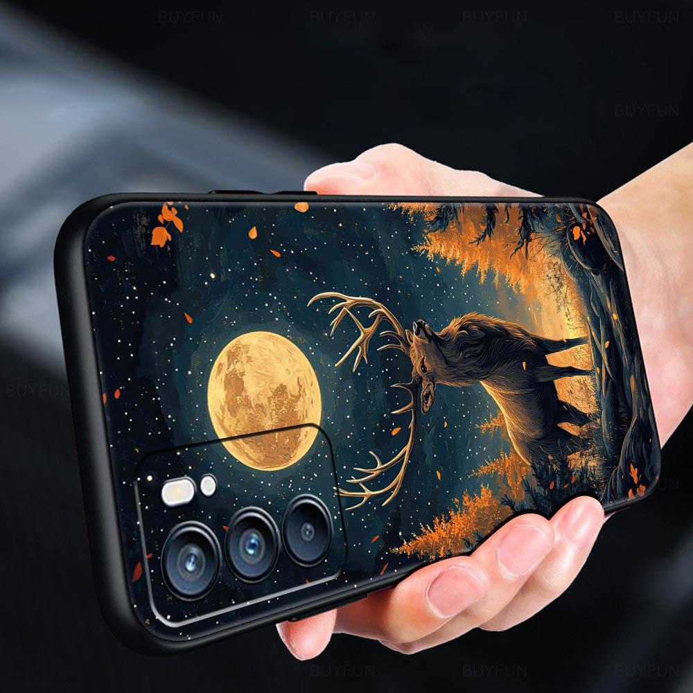 Чехол для телефона с рисунком оленя и личи для Oppo Reno 13 12 11 10 7 F Find X5 X6 A98 A80 A79 A78 A57 A54 A31 A17 Pro 5G Мягкий чехол из ТПУ