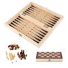 3 In 1 Chess Board Game Set Intellectual Growth Chess Checkers Set for Family Friends Wood 24 X
