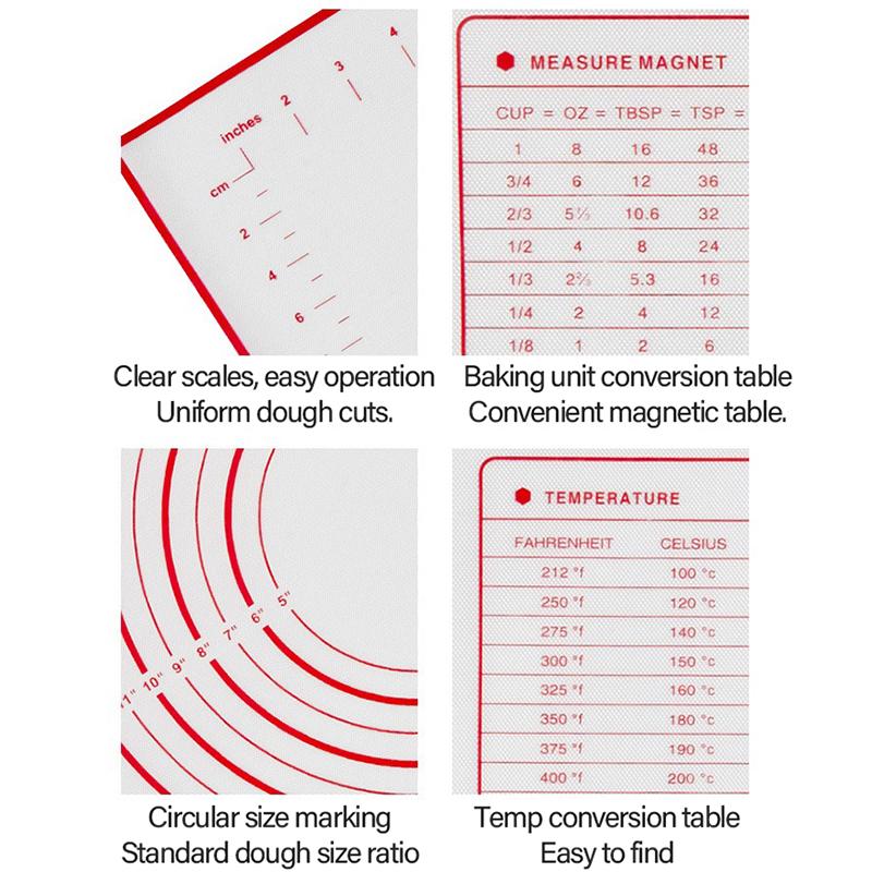 Silicone Baking Mat Pastry Mat for Rolling Out Dough Kneading Dough Mat Bakeware Rolling Dough Pad Bread Baking Accessories