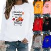 Women Autumn and Winter Christmas Printed Pullover Blouse Casual Sweatshirt Long Sleeve Tops T-shirt Ladies Round Neck
