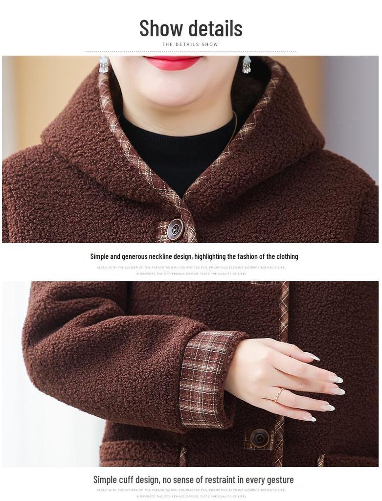 Зимняя куртка из овчины и флиса большого размера для женщин среднего и пожилого возраста