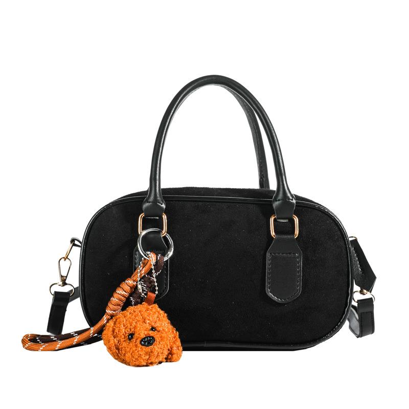 Niche Suede Bag Women'S Retro Versatile Messenger Bag Portable Bowling Bag