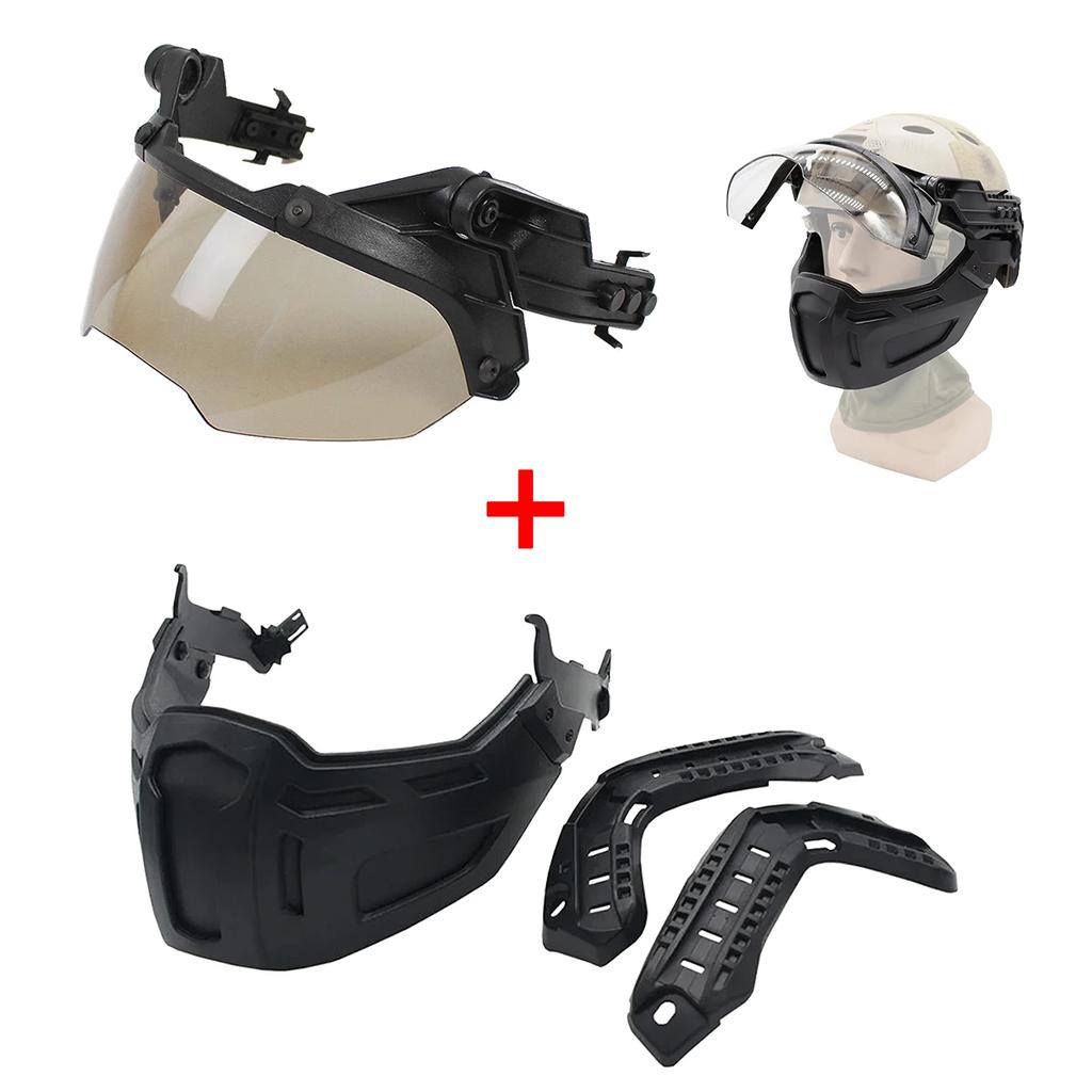 New Tactical FAST Helmet Half Face Mask With Flip Goggles Hunting Airsoft CS Game Paintball Mask Helmet Accessories Gear